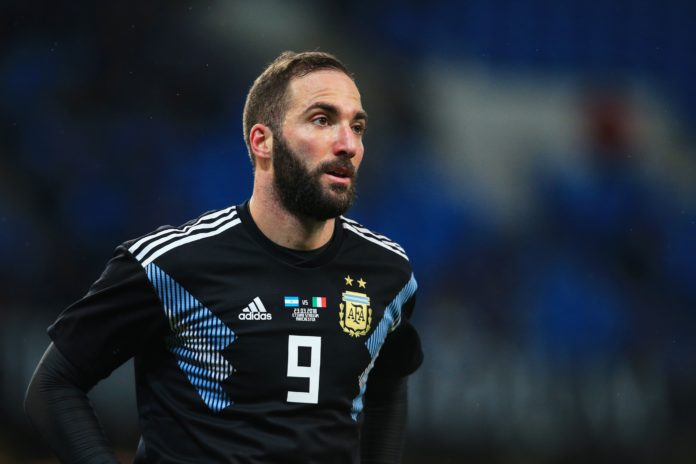 Gonzalo Higuain with Argentina national team in 2018