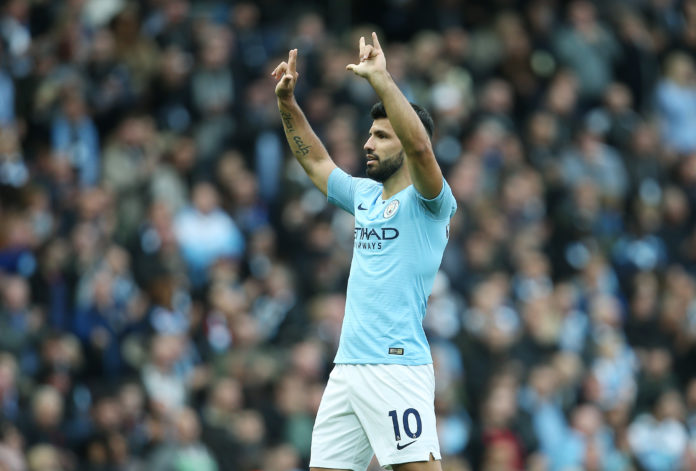 Sergio Aguero with Manchester City in 2018