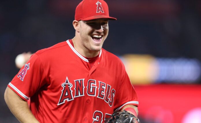Mike Trout with the Los Angeles Angels in 2018