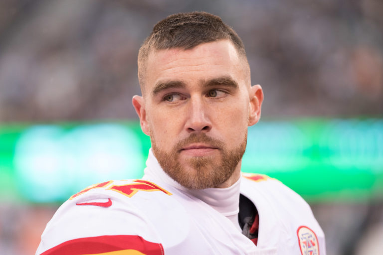 travis kelce no shirt