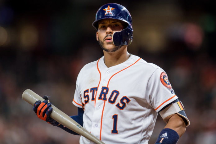 Carlos Correa playing for Houston Astros in 2018