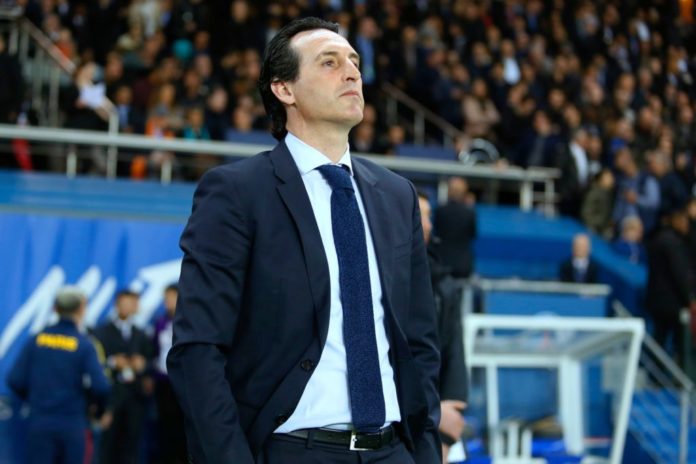 Unai Emery with PSG in 2018