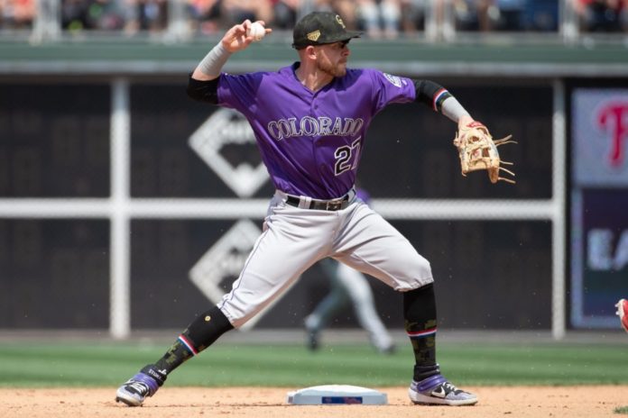 Trevor Story with the Colorado Rockies in 2019