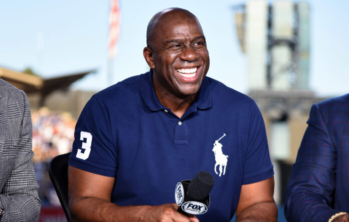 Magic Johnson at the Boston Red Sox v Los Angeles Dodgers World Series, game 4 in 2018