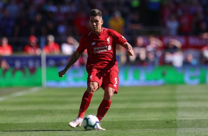 Roberto Firmino of Liverpool in the Cardiff City vs Liverpool game in 2019