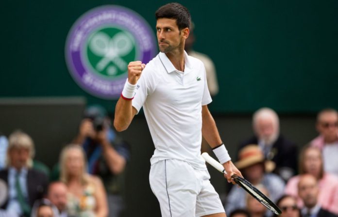 Novak Djokovic during the 2019 Men's Singles final at Wimbledon.