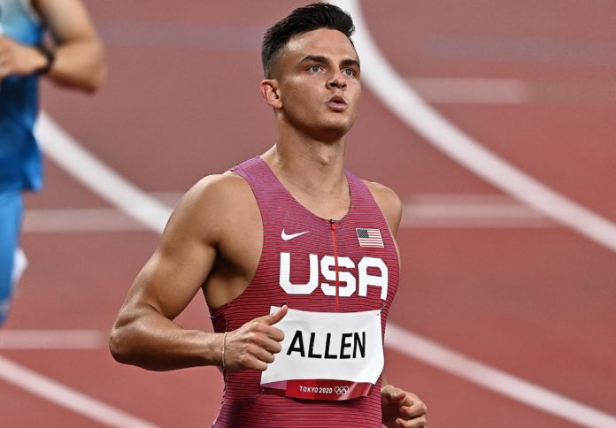 Devon Allen (USA) at the Olympics in 2021