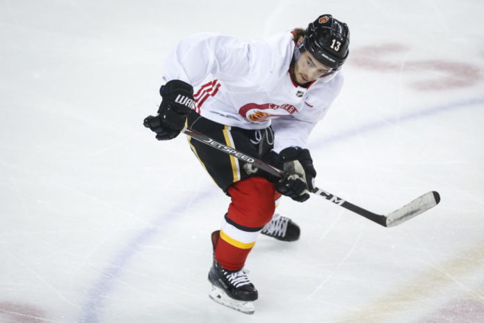 Johnny Gaudreau with the Calgary Flames in 2020