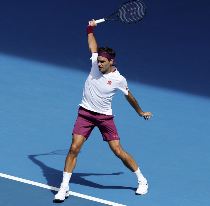 Roger Federer during a match at the Australian Open Tennis in 2020