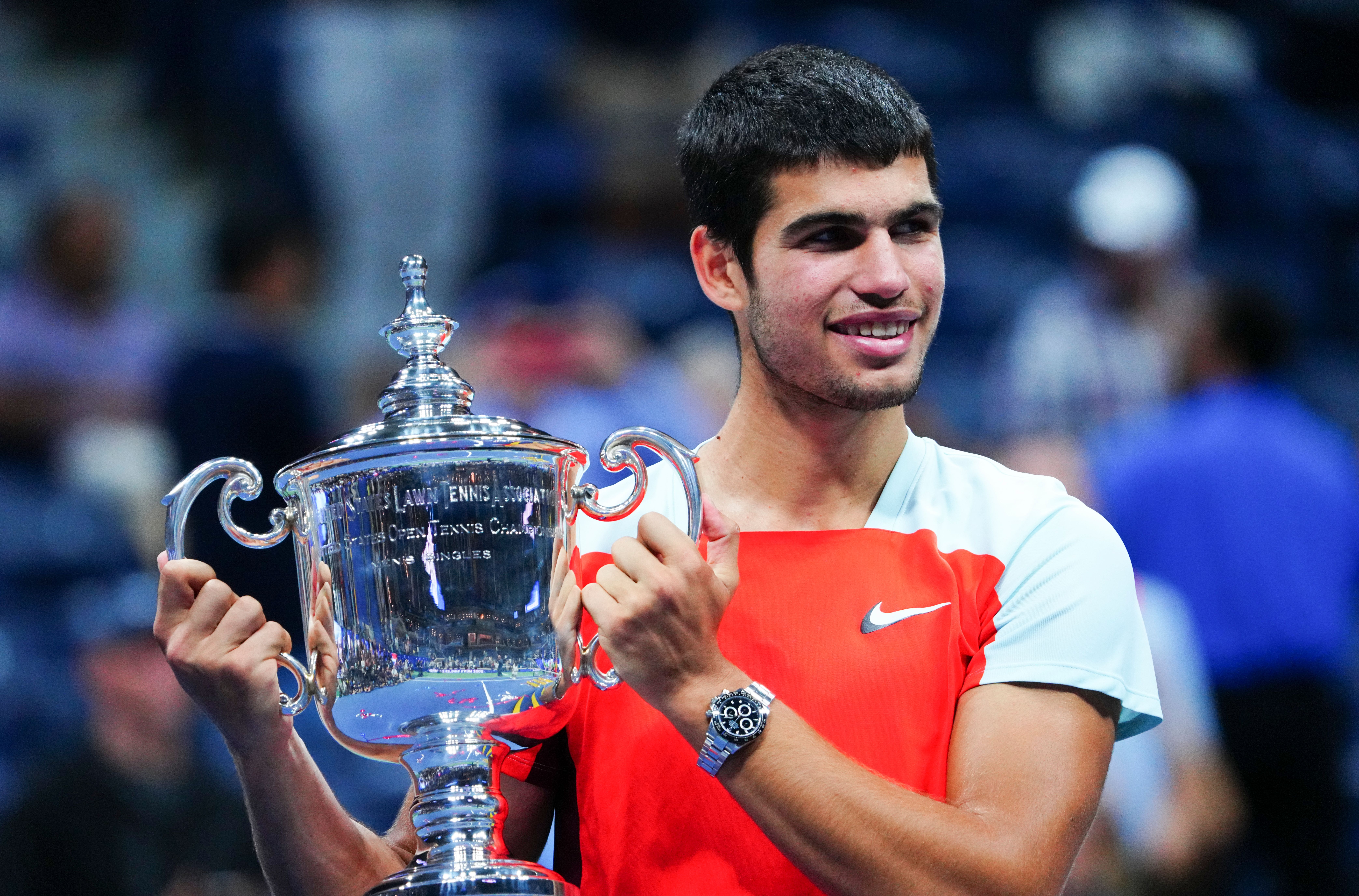 Carlos Alcaraz celebrates clinching his first ever Grand Slam title US Open Championships 2022
