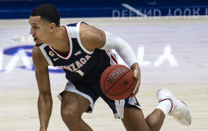 Jalen Suggs playing college basketball with Gonzaga Bulldogs