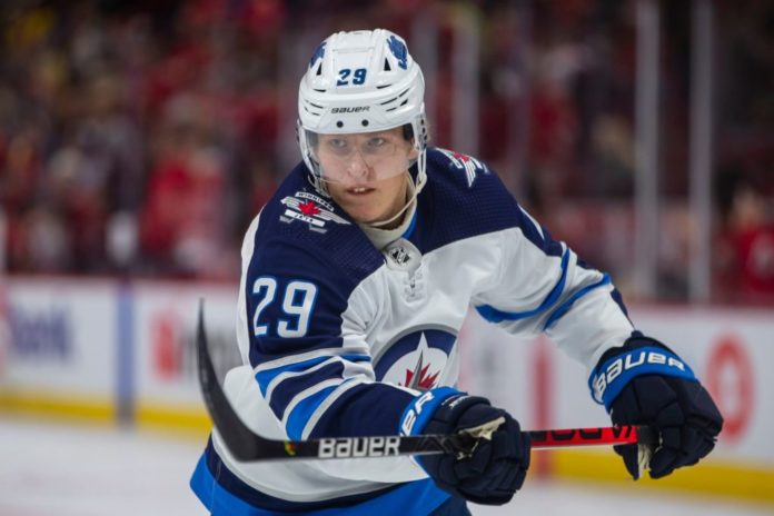 Patrik Laine with the Jets in 2019