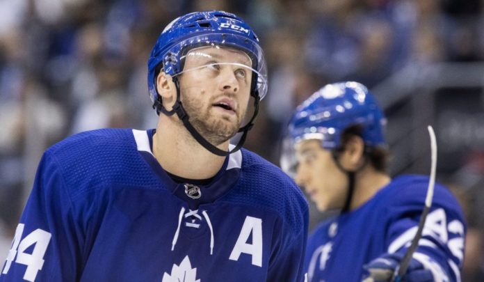 Morgan Rielly with the Toronto Maple Leafs in 2019