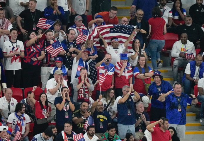 USA fans in the stands at the USA v Wales, FIFA World Cup 2022