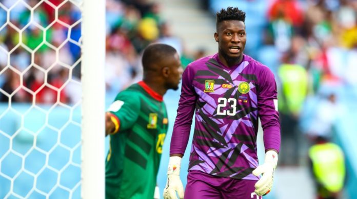 Andre Onana during the 2022 World Cup match between Switzerland vs Cameroon