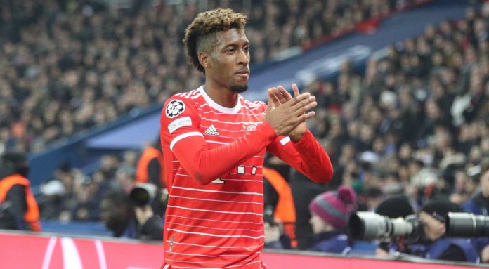 Kingsley Coman with Bayern Munich in February 2023