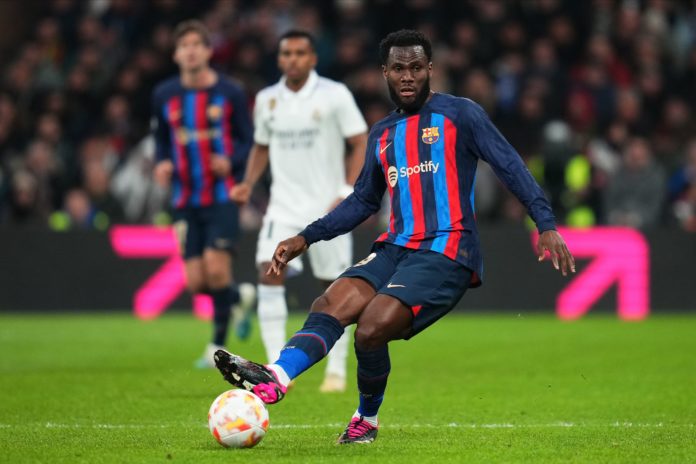 Franck Kessie of FC Barcelona during the Real Madrid v FC Barcelona game in March 2023