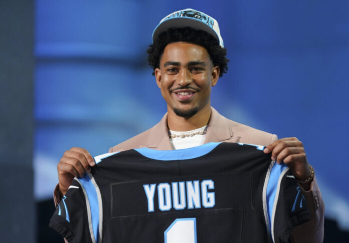 Bryce Young after being picked first in the NFL Draft at Union Station in Kansas City, Missouri in April 2023