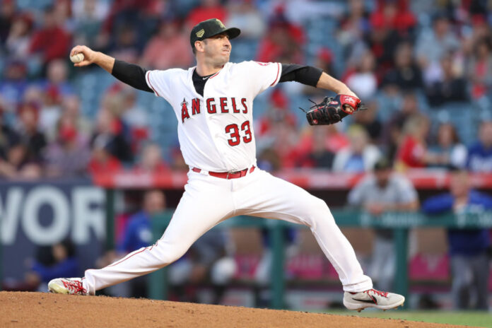 Matt Harvey with the Los Angeles Angels in 2019