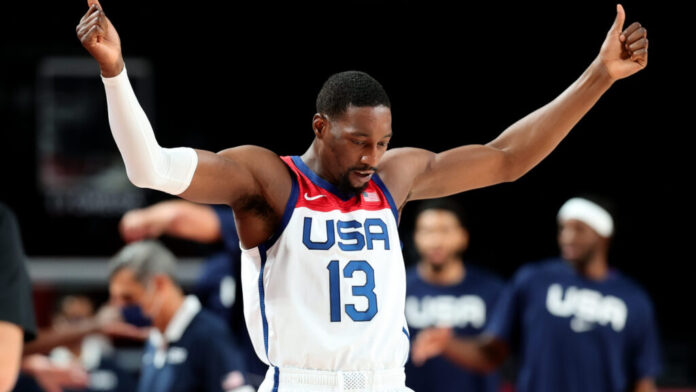 Bam Adebayo with Team United States at the Semifinal match between USA and Australia, Tokyo 2020 Olympic Game