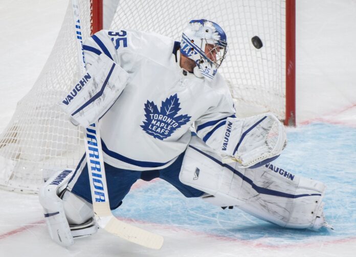 Petr Mrazek with the Toronto Maple Leafs in February 2022