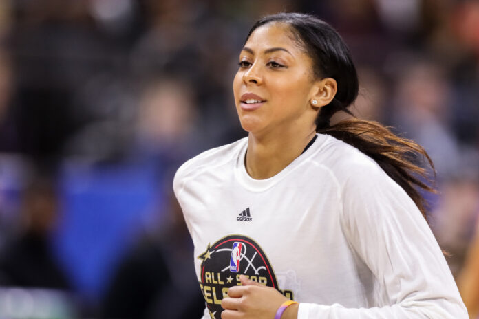 Candace Parker being announced at the NBA All-Star Celebrity Game in 2017