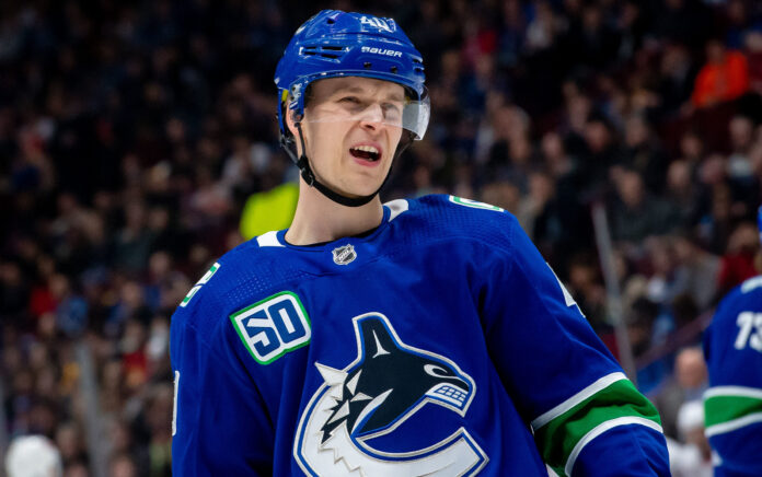 Canucks' center Elias Pettersson in March 2020